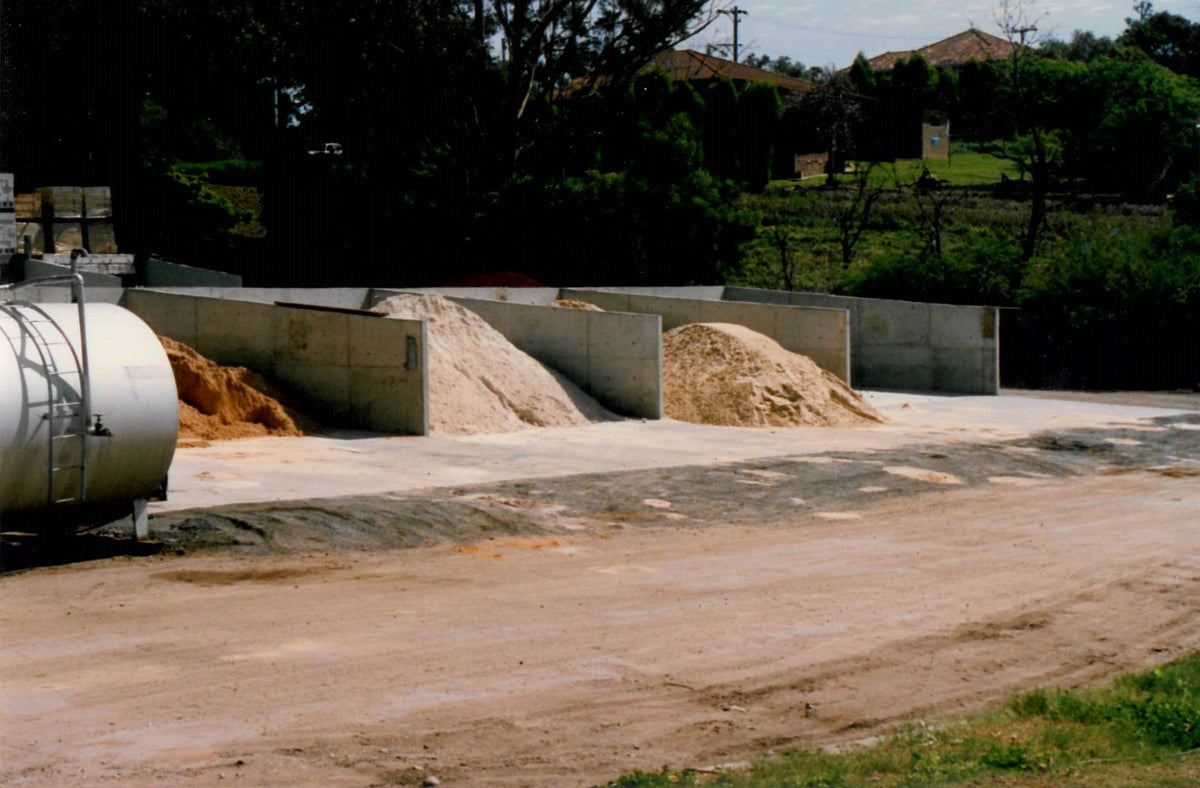 Bulk sand and soil bays at the Martins yard in Dural